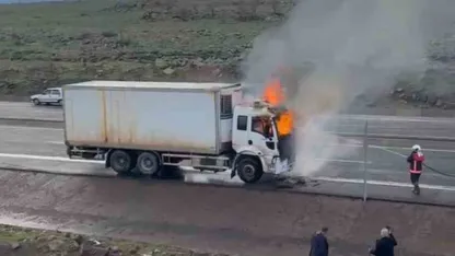 Bingöl’de seyir halindeki kamyon alev alev yandı
