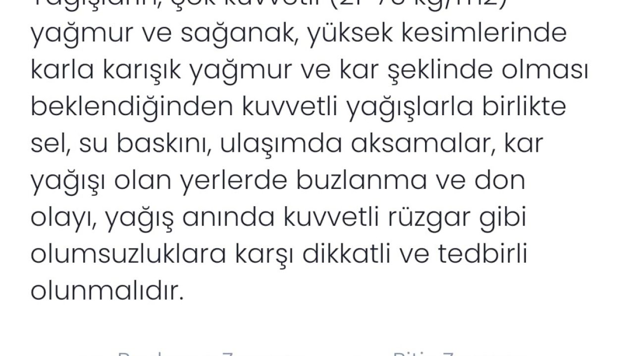 Denizli için kuvvetli yağış uyarısı yapıldı