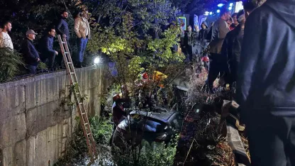 Sakarya’da otomobil dereye uçtu: 1 yaralı