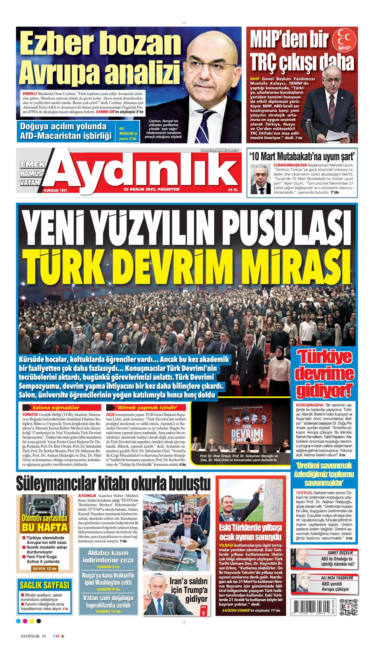 AYDINLIK GAZETESİ Gazete Manşeti