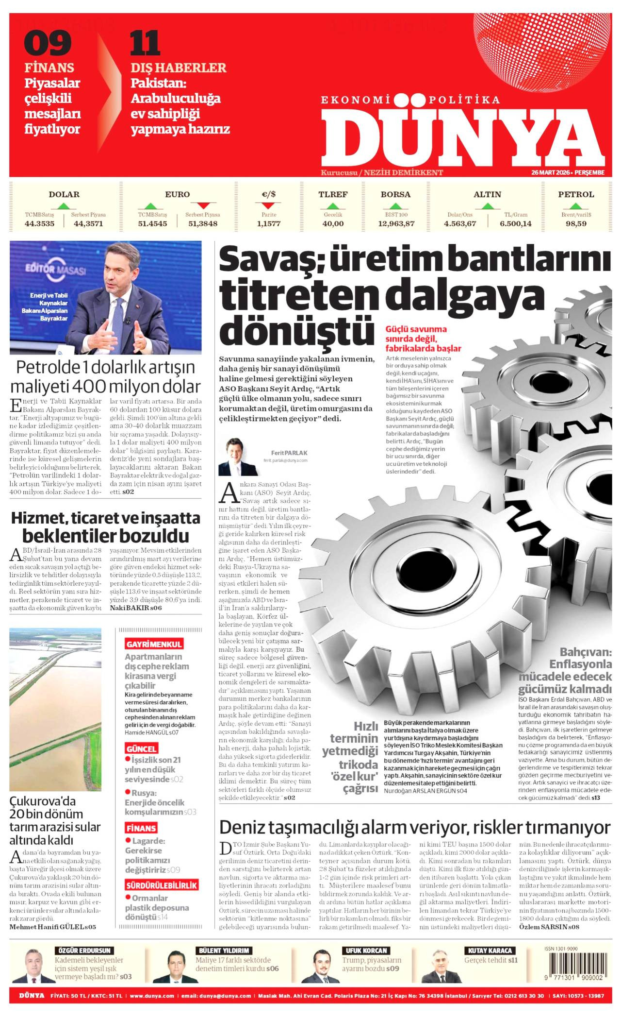 Dünya Gazetesi Gazete Manşeti