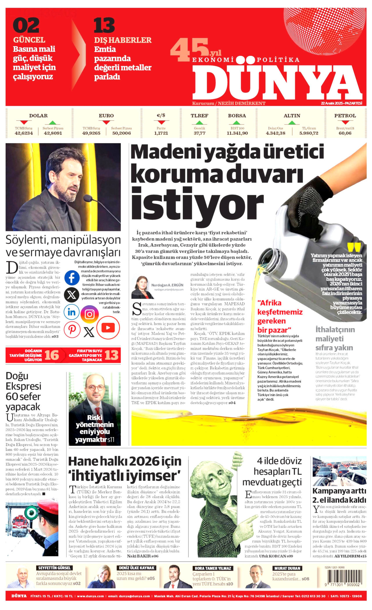 DÜNYA Gazete Manşeti