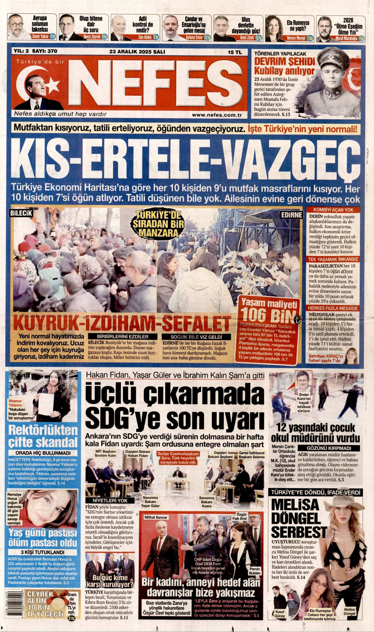 NEFES Gazete Manşeti