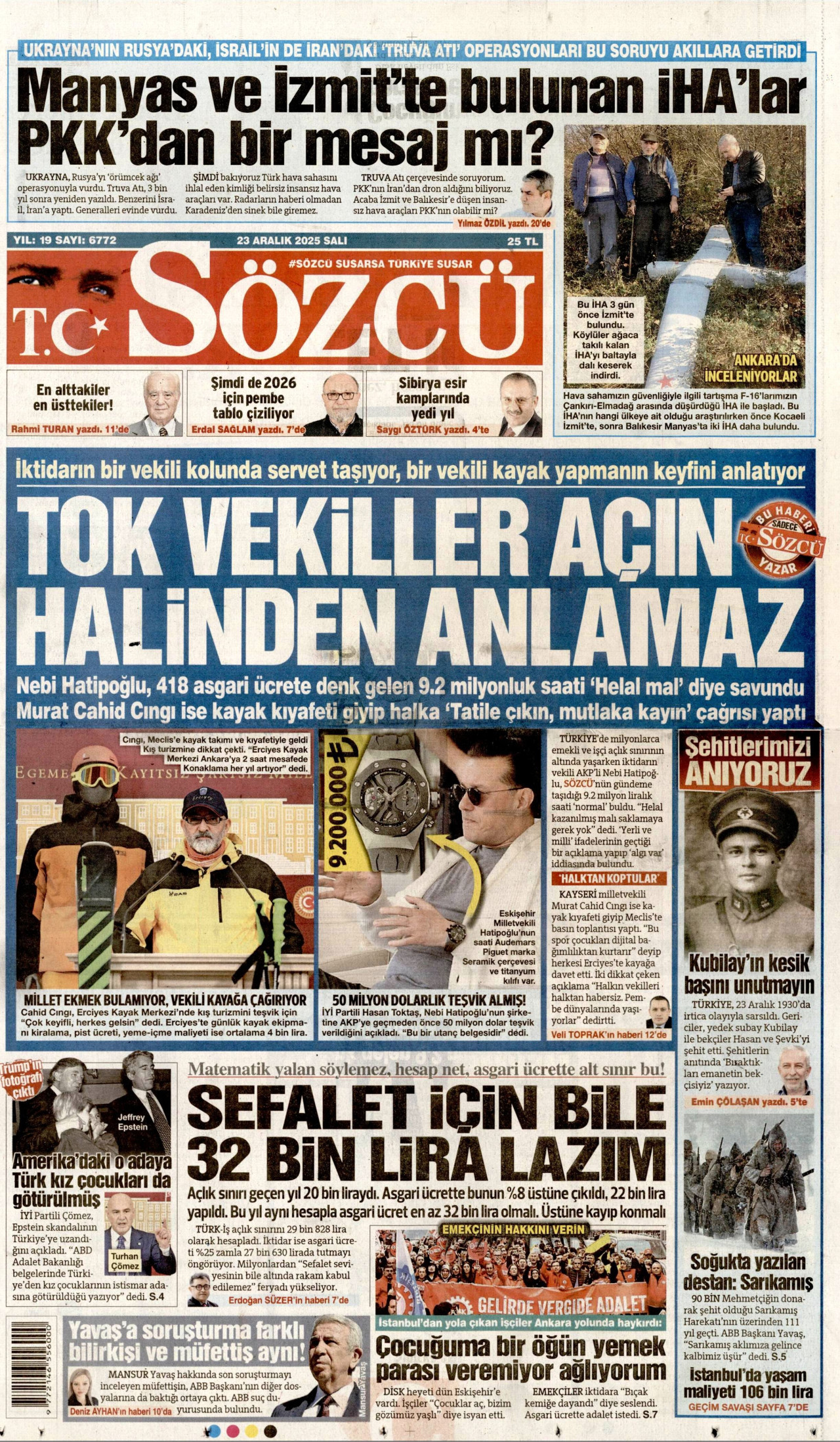 SÖZCÜ Gazete Manşeti