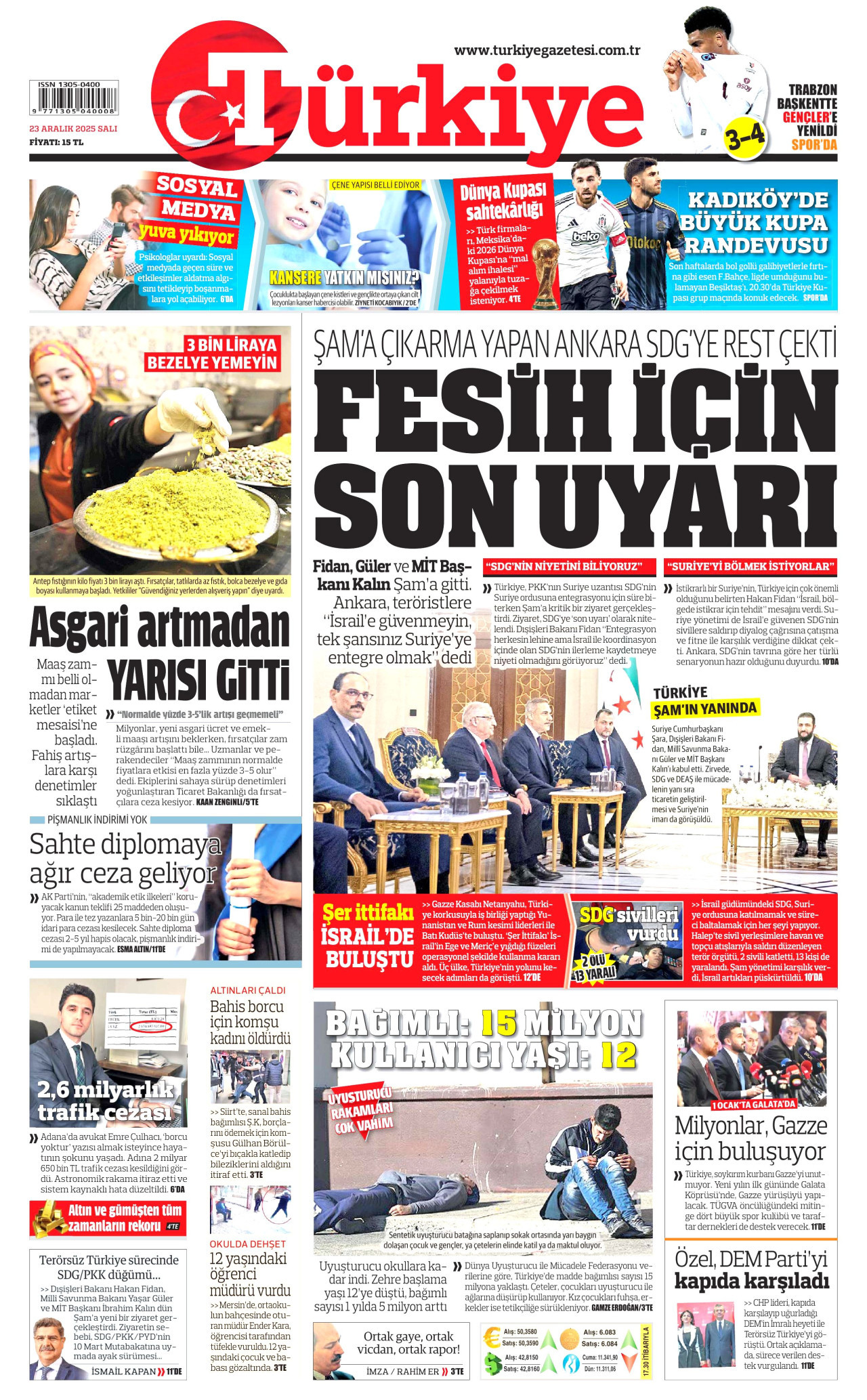 TÜRKİYE GAZETESİ Gazete Manşeti