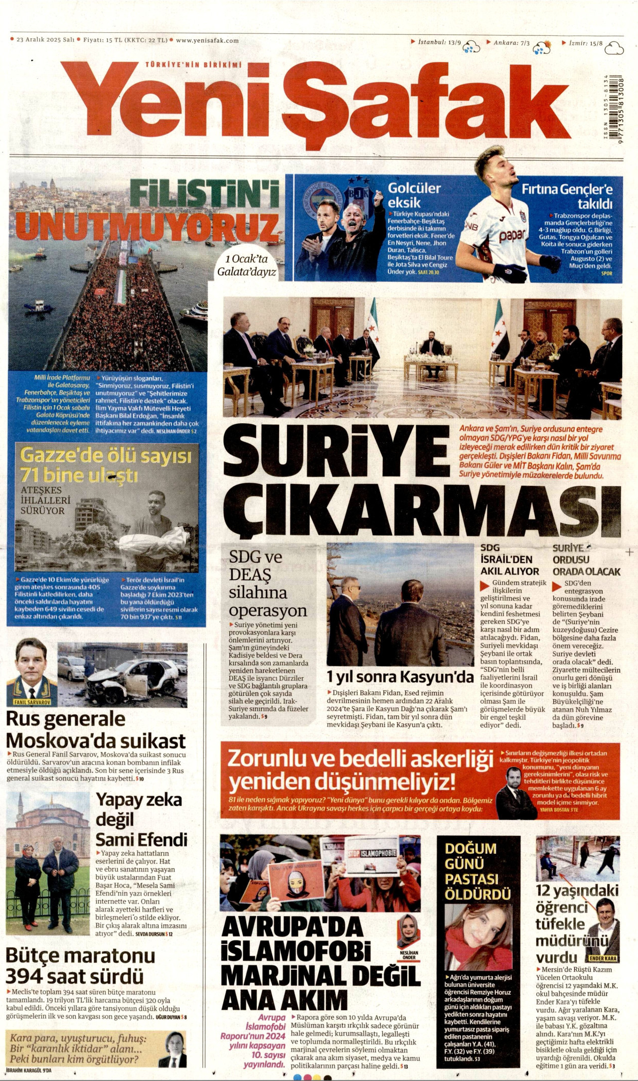 YENİ ŞAFAK Gazete Manşeti